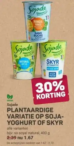 Ekoplaza PLANTAARDIGE VARIATIE OP SOJA- YOGHURT OF SKYR aanbieding