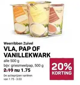 Ekoplaza Weerribben Zuivel VLA, PAP OF VANILLEKWARK aanbieding
