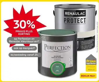 Praxis Perfection en Renaulac kleurmuurverf aanbieding