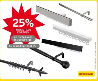 Praxis roedes, rails en accessoires aanbieding