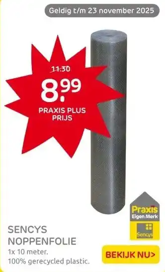 Praxis Sencys noppenfolie 1x10m 100% gerecycled aanbieding