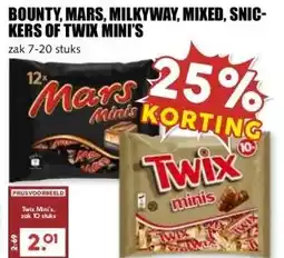 MCD Supermarkt BOUNTY, MARS, MILKYWAY, MIXED, SNIC- KERS OF TWIX MINI'S aanbieding
