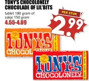 MCD Supermarkt TONY'S CHOCOLONELY CHOCOLADE OF LIL'BITS aanbieding