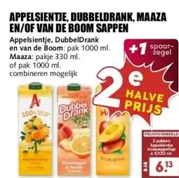 MCD Supermarkt APPELSIENTJE, DUBBELDRANK, MAAZA EN/OF VAN DE BOOM SAPPEN aanbieding