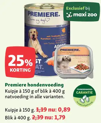 Maxi Zoo Premiere hondenvoeding aanbieding