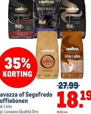 Makro Lavazza of Segafredo koffiebonen aanbieding