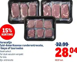 Makro Horecalijn Zuid-Amerikaanse runderentrecote, ribeye of tournedos aanbieding
