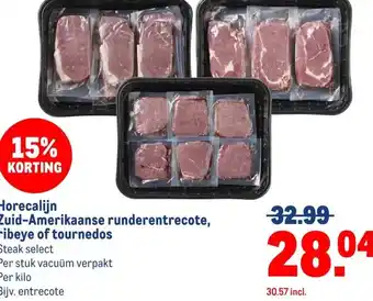 Makro Horecalijn Zuid-Amerikaanse runderentrecote, ribeye of tournedos aanbieding