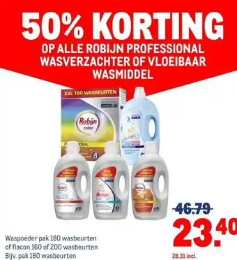 Makro ALLE ROBIJN PROFESSIONAL WASVERZACHTER OF VLOEIBAAR WASMIDDEL aanbieding