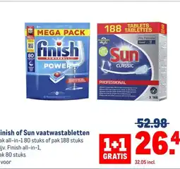 Makro Finish of Sun vaatwastabletten aanbieding