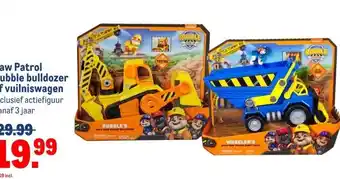 Makro Paw Patrol Rubble bulldozer of vuilniswagen aanbieding