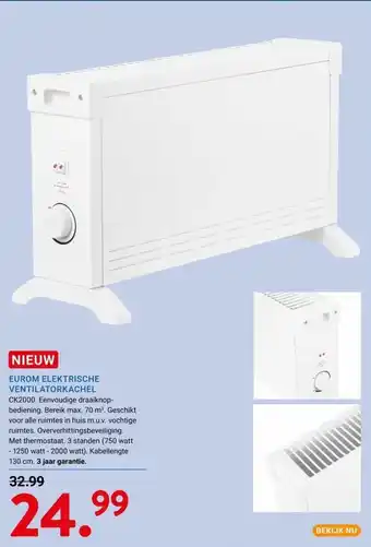 Kluswijs EUROM ELEKTRISCHE VENTILATORKACHEL aanbieding
