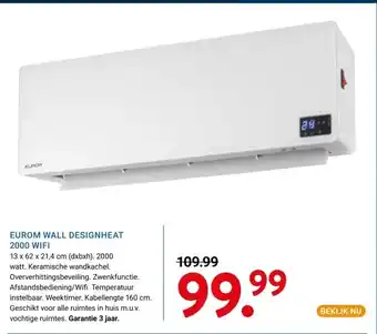 Kluswijs EUROM WALL DESIGNHEAT 2000 WIFI aanbieding