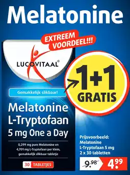 Lucovitaal Melatonine L-Tryptofaan 5 mg One a Day aanbieding