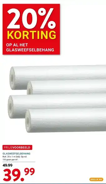 Kluswijs GLASWEEFSELBEHANG aanbieding