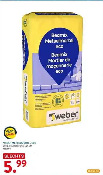 Kluswijs WEBER METSELMORTEL ECO aanbieding