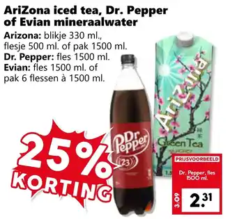 CoopCompact AriZona iced tea, Dr. Pepper of Evian mineraalwater aanbieding