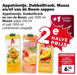 CoopCompact Appelsientje, DubbelDrank, Maaza en/of van de Boom sappen aanbieding