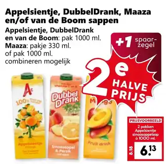 CoopCompact Appelsientje, DubbelDrank, Maaza en/of van de Boom sappen aanbieding