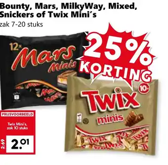CoopCompact Bounty, Mars, MilkyWay, Mixed, Snickers of Twix Mini's aanbieding