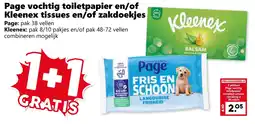 CoopCompact Page vochtig toiletpapier en/of Kleenex tissues en/of zakdoekjes aanbieding