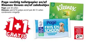 CoopCompact Page vochtig toiletpapier en/of Kleenex tissues en/of zakdoekjes aanbieding