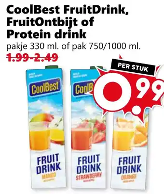 Coop CoolBest FruitDrink, FruitOntbijt of Protein drink aanbieding