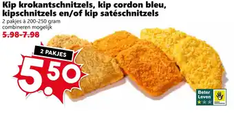 Coop Kip krokantschnitzels, kip cordon bleu, kipschnitzels en/of kip satéschnitzels aanbieding