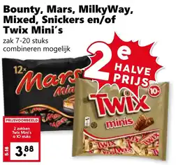 Coop Bounty, Mars, MilkyWay, Mixed, Snickers en/of Twix Mini's aanbieding