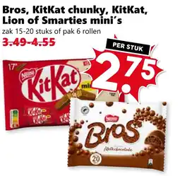 Coop Bros, KitKat chunky, KitKat, Lion of Smarties mini's aanbieding