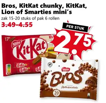 Coop Bros, KitKat chunky, KitKat, Lion of Smarties mini's aanbieding