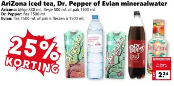 Coop AriZona iced tea, Dr. Pepper of Evian mineraalwater aanbieding