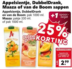 Coop Appelsientje, DubbelDrank, Maaza of van de Boom sappen aanbieding