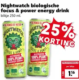 Coop Nightwatch biologische focus & power energy drink aanbieding