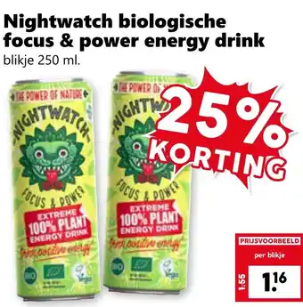 Coop Nightwatch biologische focus & power energy drink aanbieding