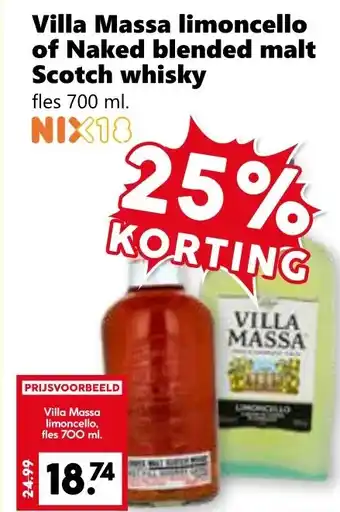 Coop Villa Massa limoncello of Naked blended malt Scotch whisky aanbieding
