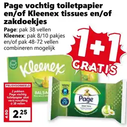 Coop Page vochtig toiletpapier en/of Kleenex tissues en/of zakdoekjes aanbieding
