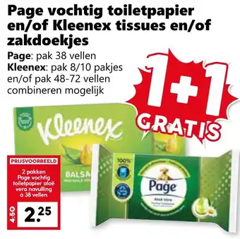 Coop Page vochtig toiletpapier en/of Kleenex tissues en/of zakdoekjes aanbieding