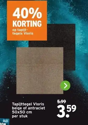 GAMMA Tapijttegel Vloris beige of antraciet 50x50 cm aanbieding