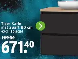GAMMA Tiger Karlo mat zwart 80 cm excl. spiegel aanbieding
