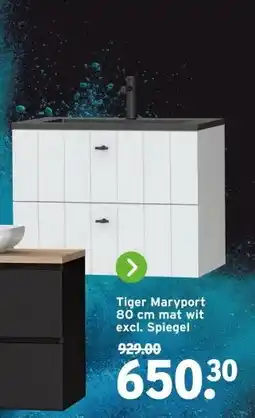 GAMMA Tiger Maryport 80 cm mat wit excl. Spiegel aanbieding