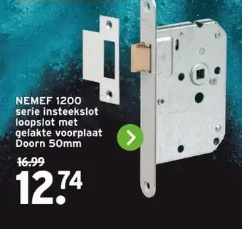 GAMMA NEMEF 1200 serie insteekslot loopslot met gelakte voorplaat Doorn 50mm aanbieding