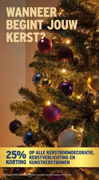 GAMMA ALLE KERSTBOOMDECORATIE, KERSTVERLICHTING EN KUNSTKERSTBOMEN aanbieding