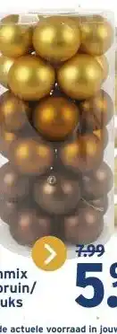GAMMA Kerstballenmix kunststof bruin/ goud aanbieding