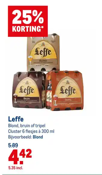 Makro Leffe Blond, bruin of tripel Cluster 6 flesjes 300 ml aanbieding