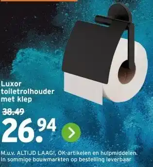 GAMMA Luxor toiletrolhouder met klep aanbieding