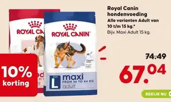 Boerenbond Royal Canin hondenvoeding Alle varianten Adult van 10 t/m 15 kg. aanbieding