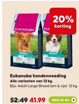 Pets Place Eukanuba hondenvoeding Alle varianten van 12 kg. aanbieding