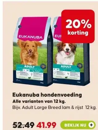 Pets Place Eukanuba hondenvoeding Alle varianten van 12 kg. aanbieding