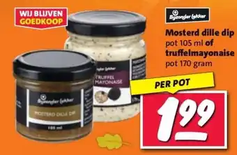 Nettorama Mosterd dille dip pot 105 ml of truffelmayonaise pot 170 gram aanbieding